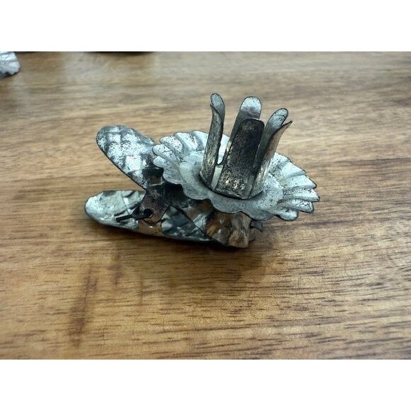 Vintage Silver Tone Christmas Tree Candle Clips Holders Pinecone Clips Set 15 pc - Picture 2 of 14